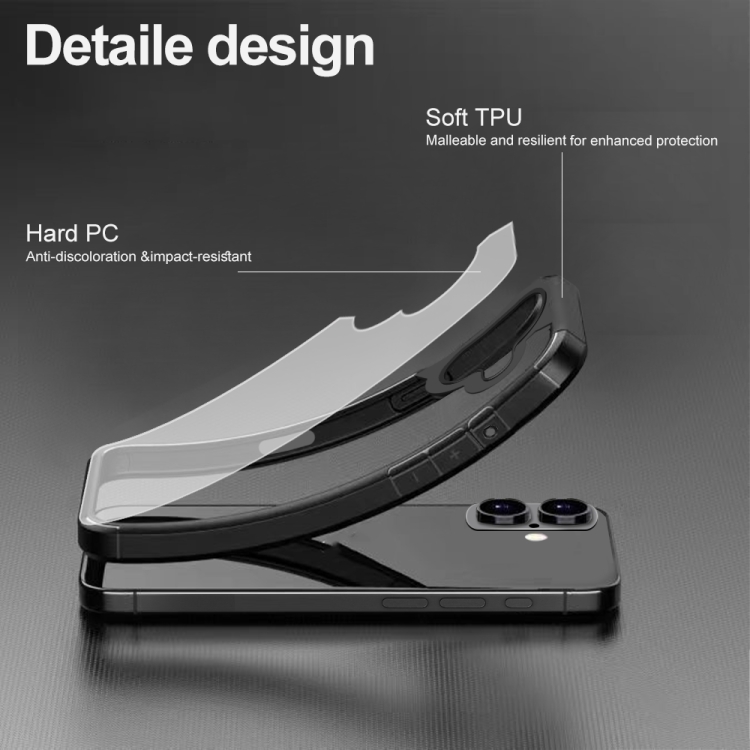 For iPhone 16 Plus Acrylic+TPU Transparent Shockproof Phone Case(Black)