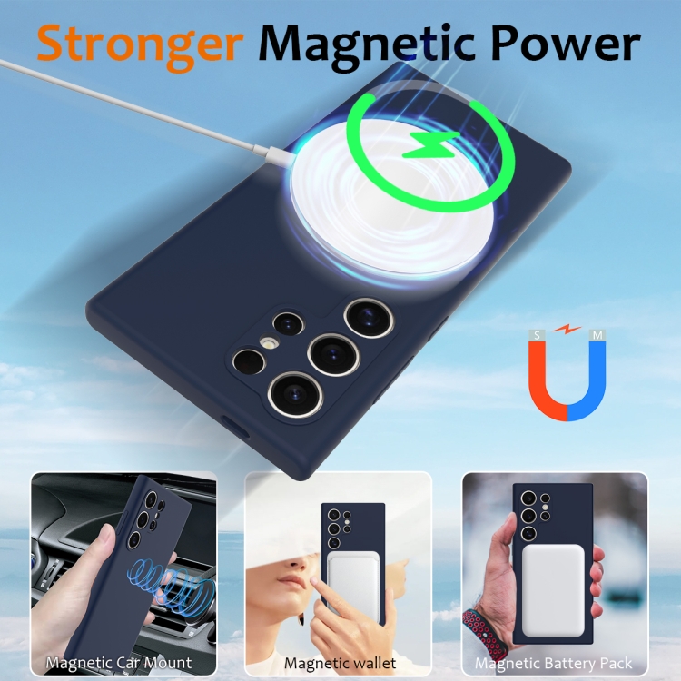 For Samsung Galaxy S24 Ultra 5G Shockproof Silicone Magsafe Phone Case(Navy Blue) For Samsung Galaxy S24 Ultra 5G Shockproof Silicone Magsafe Phone Case(Navy Blue)