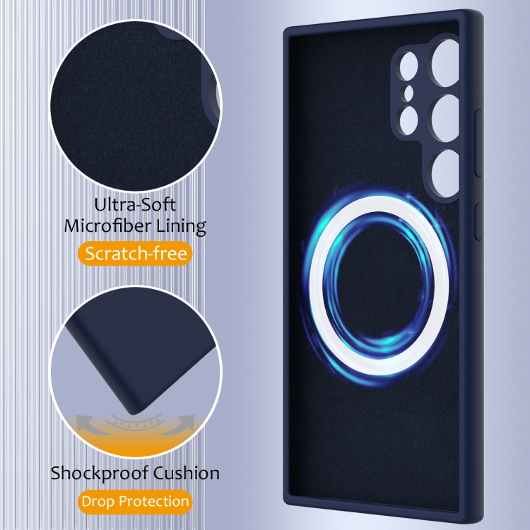 For Samsung Galaxy S24 Ultra 5G Shockproof Silicone Magsafe Phone Case(Navy Blue) For Samsung Galaxy S24 Ultra 5G Shockproof Silicone Magsafe Phone Case(Navy Blue)