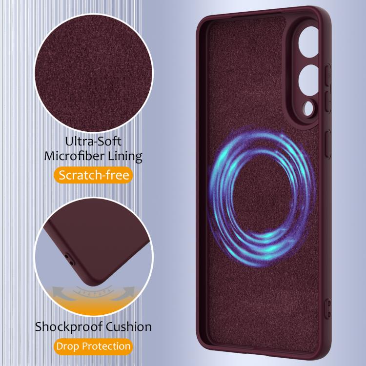 For Samsung Galaxy S25 Edge 5G Shockproof Silicone Magsafe Phone Case(Plum Color)