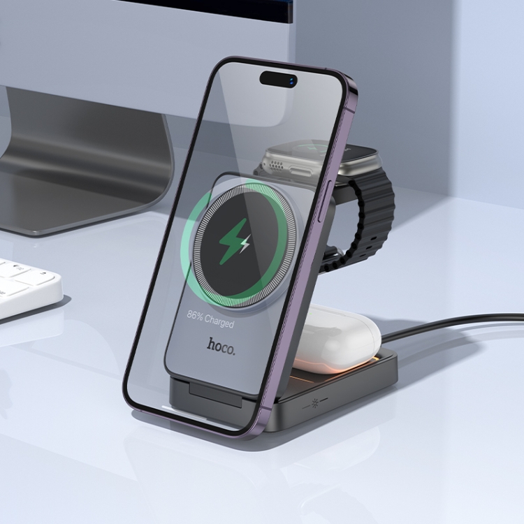 hoco CQ21 Power 3 in 1 Desktop Magnetic Wireless Fast Charger(Black) hoco CQ21 Power 3 in 1 Desktop Magnetic Wireless Fast Charger(Black)