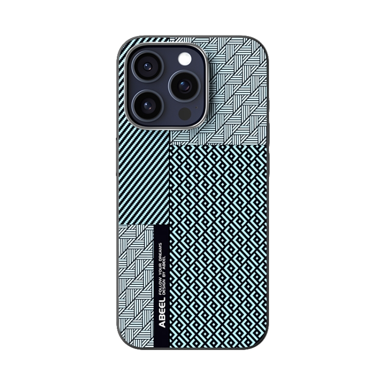 For iPhone 15 Pro ABEEL 6D Micro Relief MagSafe Magnetic Phone Case(Carbon Fiber Blue)