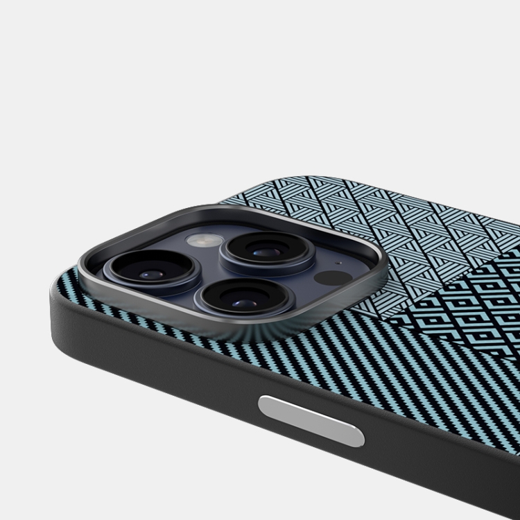 For iPhone 15 Pro ABEEL 6D Micro Relief MagSafe Magnetic Phone Case(Carbon Fiber Blue)