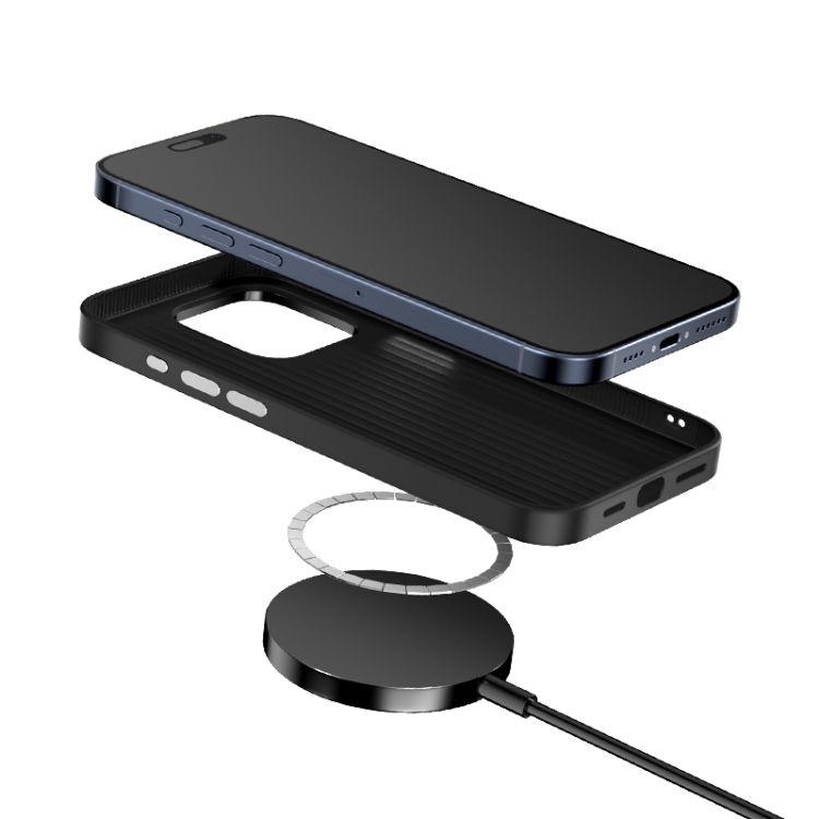 For iPhone 15 Pro ABEEL 6D Micro Relief MagSafe Magnetic Phone Case(Carbon Fiber Blue)