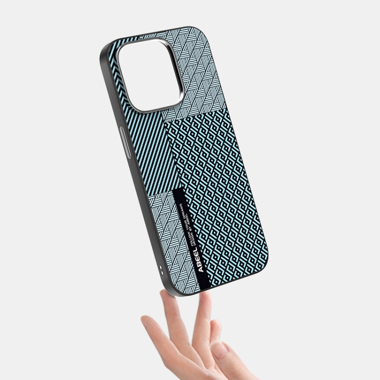 For iPhone 15 Pro ABEEL 6D Micro Relief MagSafe Magnetic Phone Case(Carbon Fiber Blue)