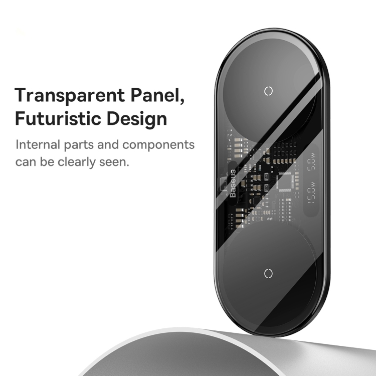 Baseus WXSX010101 Digital Display 2 in 1 20W Wireless Charger with Cable(Black)