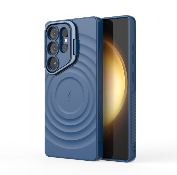 For Samsung Galaxy S25 Ultra 5G Lens Frame Bracket Corrugated MagSafe Phone Case(Dark Blue) For Samsung Galaxy S25 Ultra 5G Lens Frame Bracket Corrugated MagSafe Phone Case(Dark Blue)