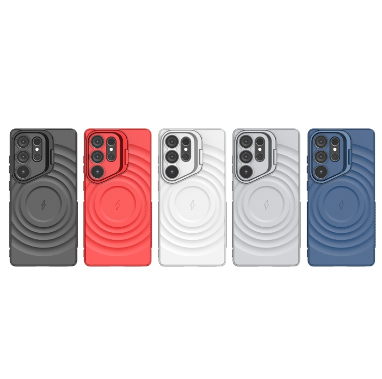 For Samsung Galaxy S25 Ultra 5G Lens Frame Bracket Corrugated MagSafe Phone Case(Dark Blue) For Samsung Galaxy S25 Ultra 5G Lens Frame Bracket Corrugated MagSafe Phone Case(Dark Blue)