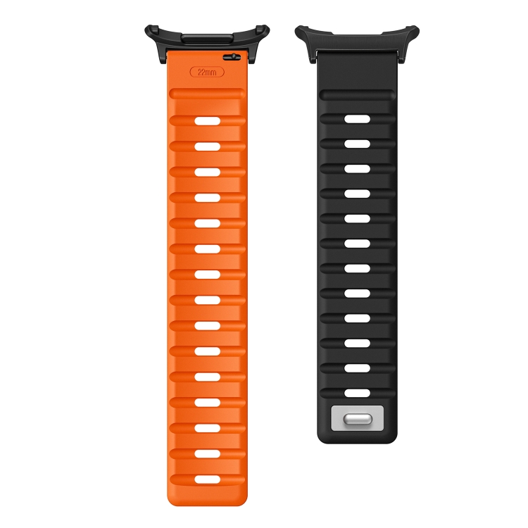 For Samsung Galaxy Watch Ultra 47mm Magnetic Silicone Watch Band(Black Orange+Black)