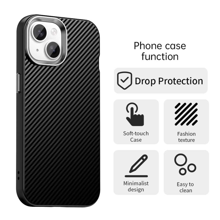 For iPhone 15 Carbon Fiber Series IMD Phone Case(Black) For iPhone 15 Carbon Fiber Series IMD Phone Case(Black)