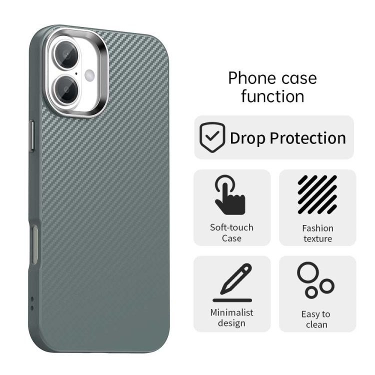For iPhone 16 Carbon Fiber Series IMD Phone Case(Grey) For iPhone 16 Carbon Fiber Series IMD Phone Case(Grey)