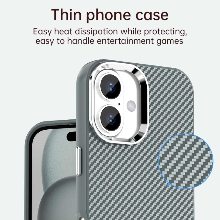For iPhone 16 Carbon Fiber Series IMD Phone Case(Grey) For iPhone 16 Carbon Fiber Series IMD Phone Case(Grey)