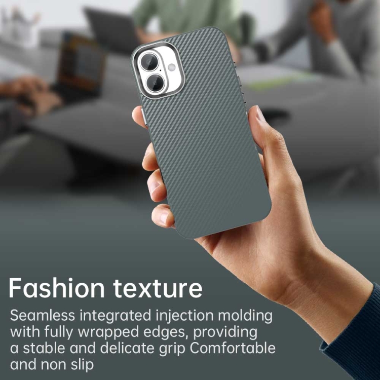 For iPhone 16 Carbon Fiber Series IMD Phone Case(Grey) For iPhone 16 Carbon Fiber Series IMD Phone Case(Grey)