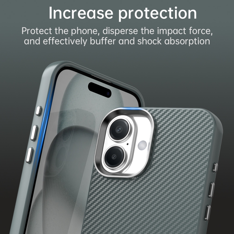 For iPhone 16 Carbon Fiber Series IMD Phone Case(Grey) For iPhone 16 Carbon Fiber Series IMD Phone Case(Grey)
