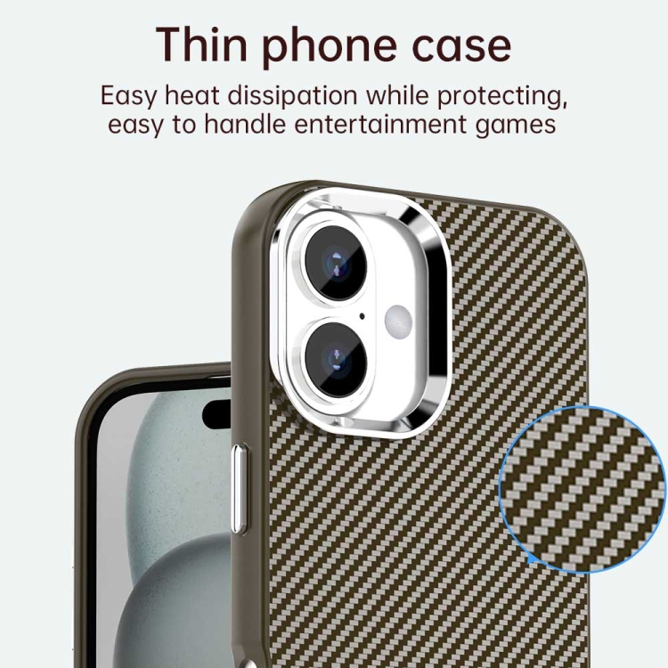 For iPhone 16 Plus Carbon Fiber Series IMD Phone Case(Brown) For iPhone 16 Plus Carbon Fiber Series IMD Phone Case(Brown)