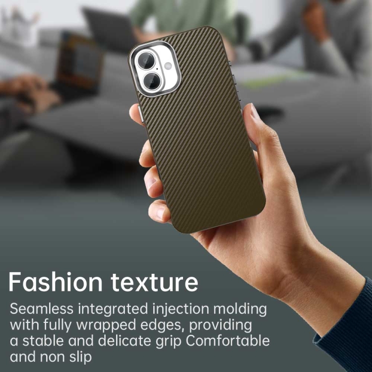 For iPhone 16 Plus Carbon Fiber Series IMD Phone Case(Brown) For iPhone 16 Plus Carbon Fiber Series IMD Phone Case(Brown)