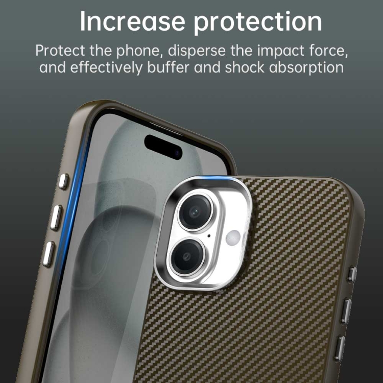 For iPhone 16 Plus Carbon Fiber Series IMD Phone Case(Brown) For iPhone 16 Plus Carbon Fiber Series IMD Phone Case(Brown)