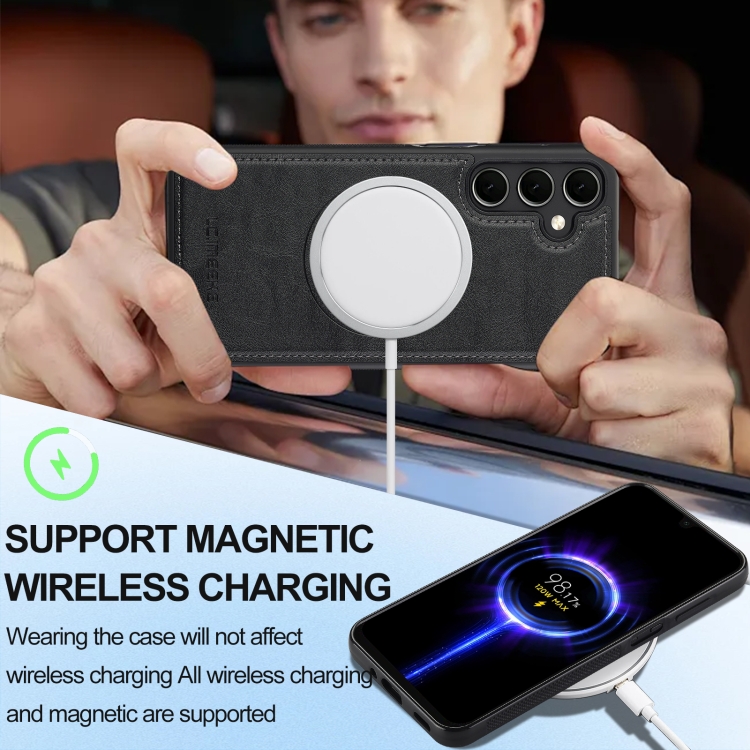 For Samsung Galaxy S24+ 5G LC.IMEEKE L3 Series Detachable RFID Card Bag Magsafe Phone Case(Black)