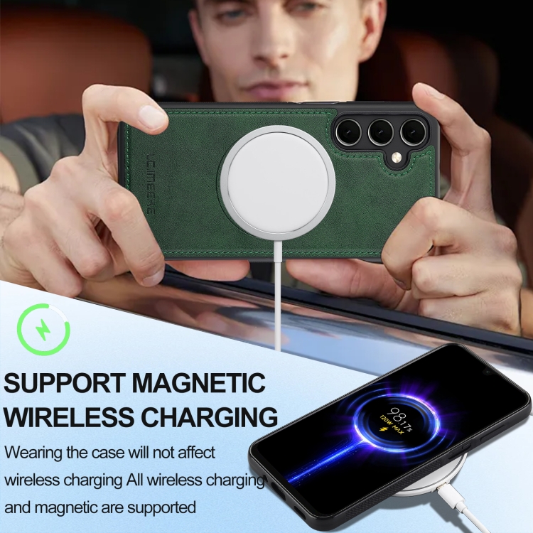 For Samsung Galaxy S24 5G LC.IMEEKE L3 Series Detachable RFID Card Bag Magsafe Phone Case(Green)