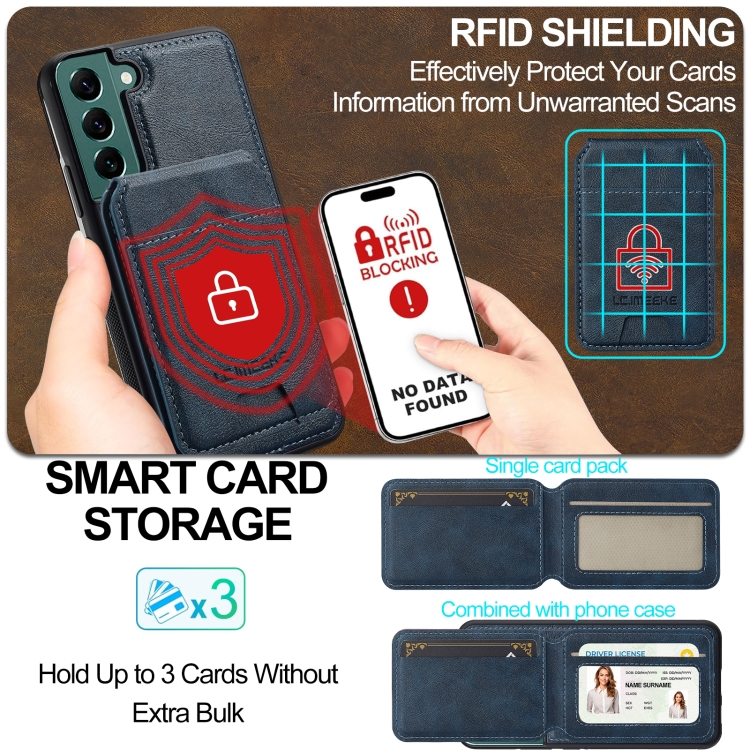 For Samsung Galaxy S20 FE LC.IMEEKE L3 Series Detachable RFID Card Bag Magsafe Phone Case(Blue) For Samsung Galaxy S20 FE LC.IMEEKE L3 Series Detachable RFID Card Bag Magsafe Phone Case(Blue)
