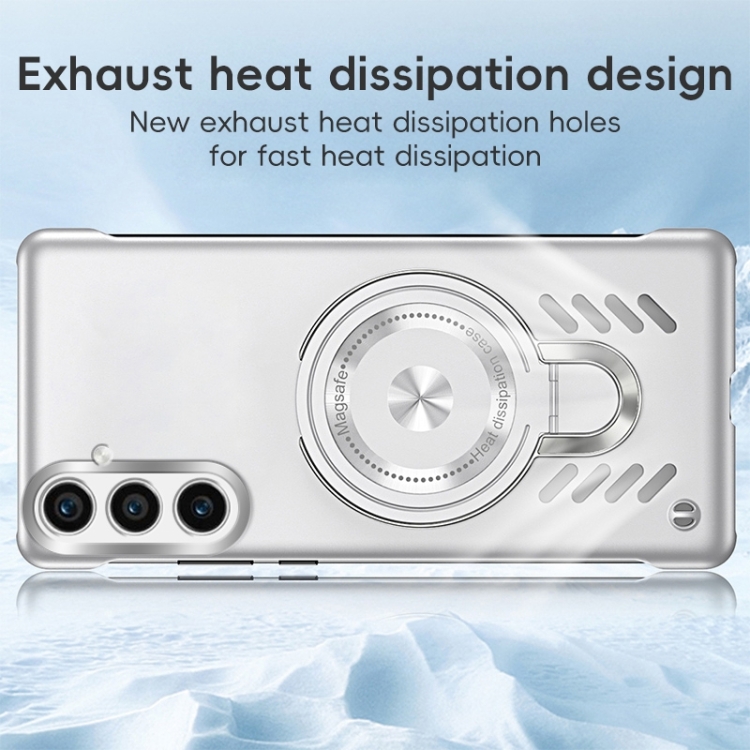 For Samsung Galaxy S23+ 5G Ice Sense Series Graphene Cooling MagSafe Holder Phone Case(Silver)