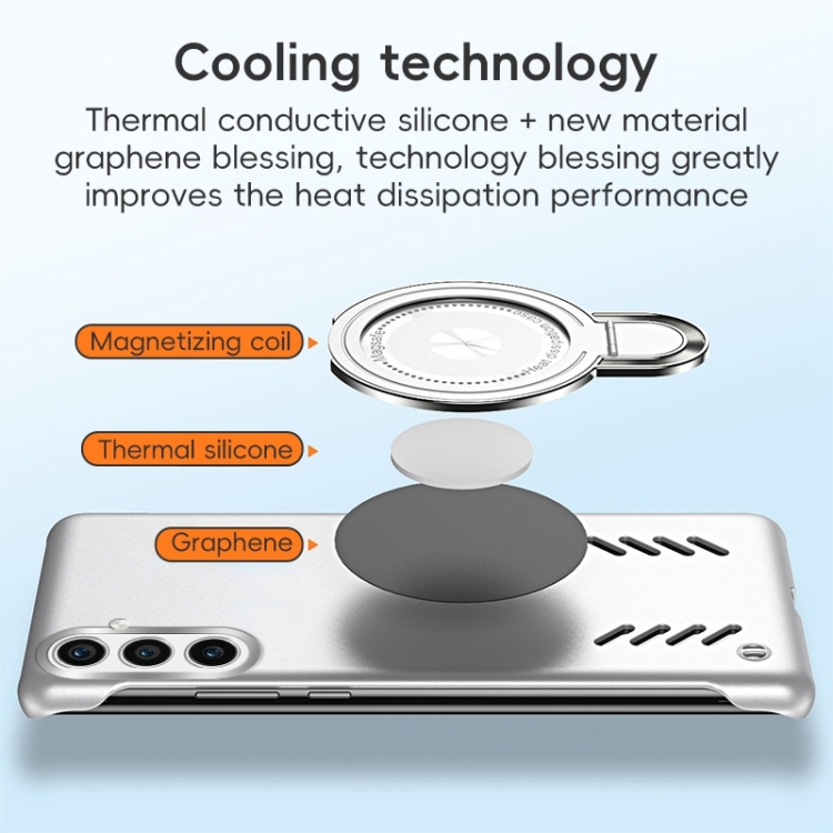 For Samsung Galaxy S23+ 5G Ice Sense Series Graphene Cooling MagSafe Holder Phone Case(Silver)