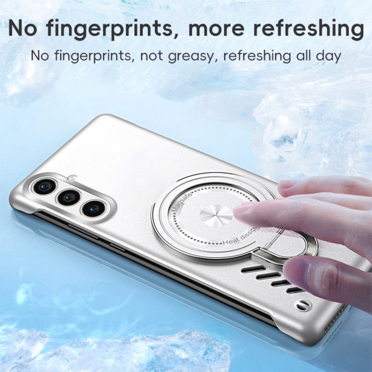 For Samsung Galaxy S23+ 5G Ice Sense Series Graphene Cooling MagSafe Holder Phone Case(Silver)