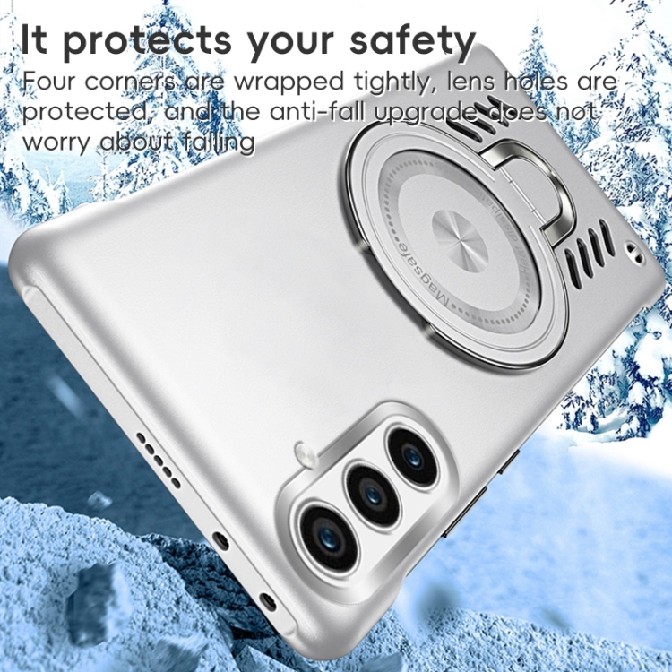 For Samsung Galaxy S23+ 5G Ice Sense Series Graphene Cooling MagSafe Holder Phone Case(Silver)