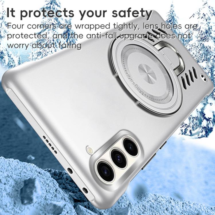 For Samsung Galaxy S25 5G Ice Sense Series Graphene Cooling MagSafe Holder Phone Case(Orange)