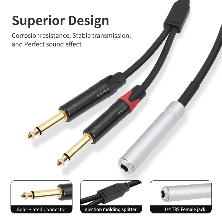 6.35 mm (1/4') Male Home Audio Splitter Cables