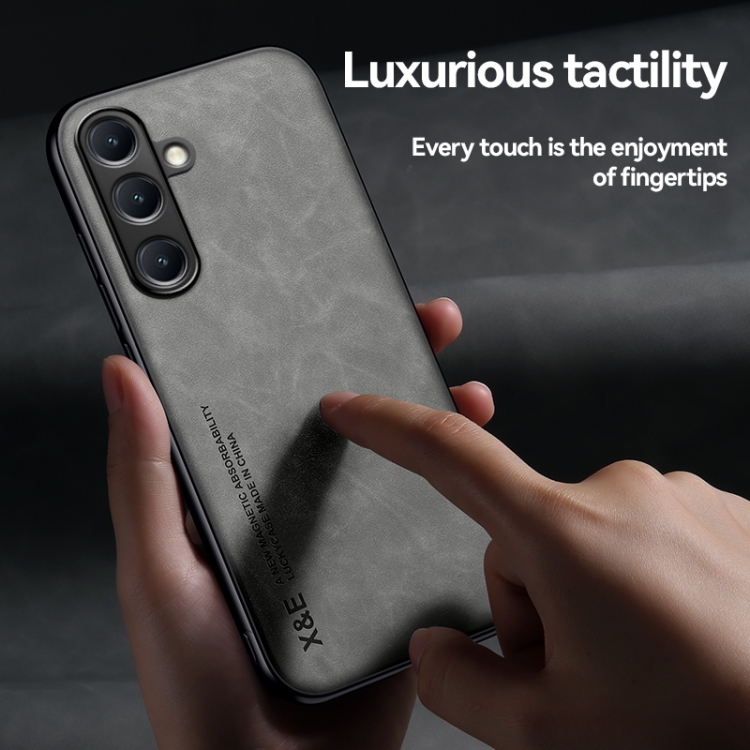 For Samsung Galaxy S25 Ultra 5G Skin Feel Magnetic Leather Back Phone Case(Dark Grey) For Samsung Galaxy S25 Ultra 5G Skin Feel Magnetic Leather Back Phone Case(Dark Grey)