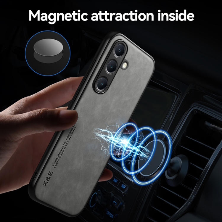 For Samsung Galaxy S25 Ultra 5G Skin Feel Magnetic Leather Back Phone Case(Dark Grey) For Samsung Galaxy S25 Ultra 5G Skin Feel Magnetic Leather Back Phone Case(Dark Grey)
