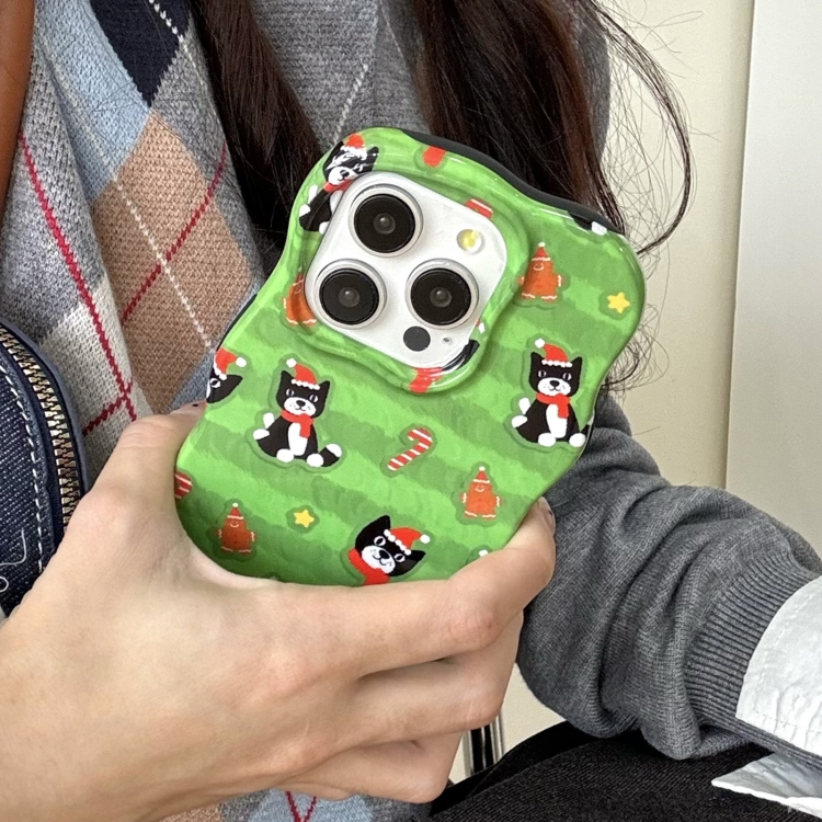 For iPhone 16 Pro Christmas Black Cat 2 in 1 TPU Phone Case(Green) For iPhone 16 Pro Christmas Black Cat 2 in 1 TPU Phone Case(Green)