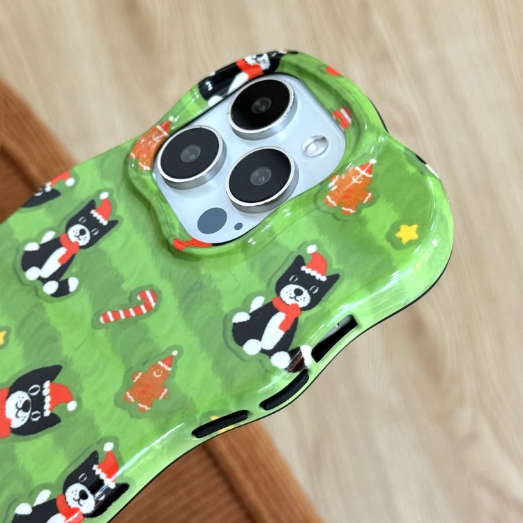 For iPhone 16 Pro Christmas Black Cat 2 in 1 TPU Phone Case(Green) For iPhone 16 Pro Christmas Black Cat 2 in 1 TPU Phone Case(Green)