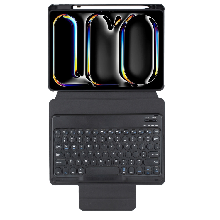 For iPad Pro 11 2024 YL13 360 Rotation Acrylic Transparent Round Keycap Bluetooth Keyboard Leather Case(Black) For iPad Pro 11 2024 YL13 360 Rotation Acrylic Transparent Round Keycap Bluetooth Keyboard Leather Case(Black)