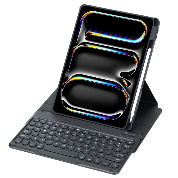 For iPad Pro 11 2024 YL13 360 Rotation Acrylic Transparent Round Keycap Bluetooth Keyboard Leather Case(Black) For iPad Pro 11 2024 YL13 360 Rotation Acrylic Transparent Round Keycap Bluetooth Keyboard Leather Case(Black)