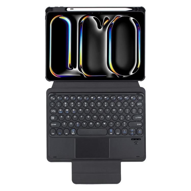 For iPad Pro 11 2024 YL13-A 360 Rotation Acrylic Transparent Round Keycap Bluetooth Keyboard Leather Case With Touch Control(Black) For iPad Pro 11 2024 YL13-A 360 Rotation Acrylic Transparent Round Keycap Bluetooth Keyboard Leather Case With Touch Control(Black)