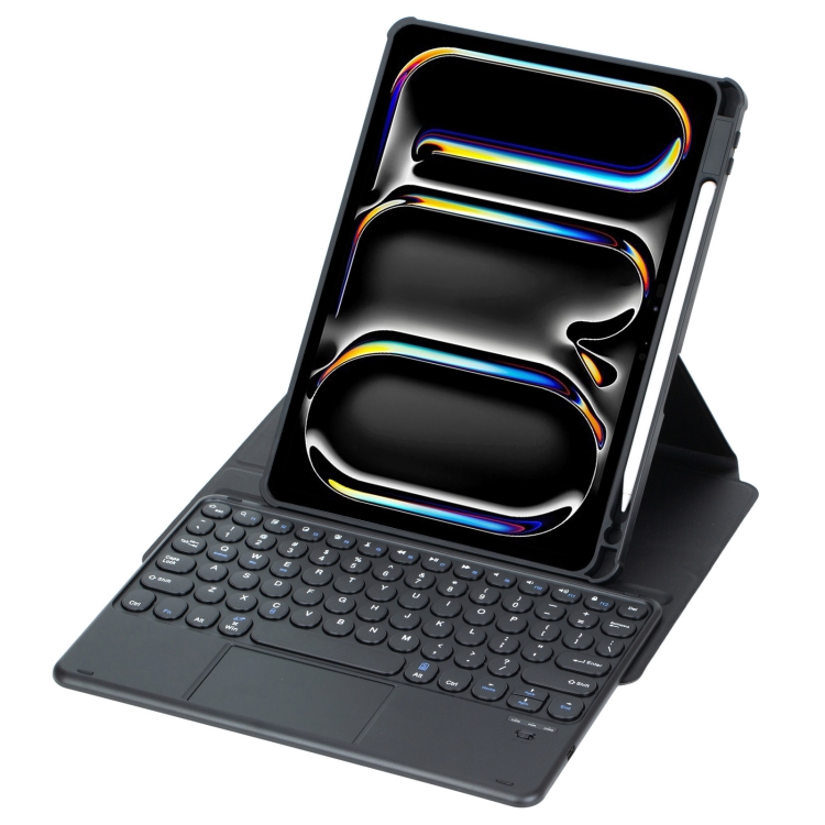 For iPad Pro 11 2024 YL13-A 360 Rotation Acrylic Transparent Round Keycap Bluetooth Keyboard Leather Case With Touch Control(Black) For iPad Pro 11 2024 YL13-A 360 Rotation Acrylic Transparent Round Keycap Bluetooth Keyboard Leather Case With Touch Control(Black)