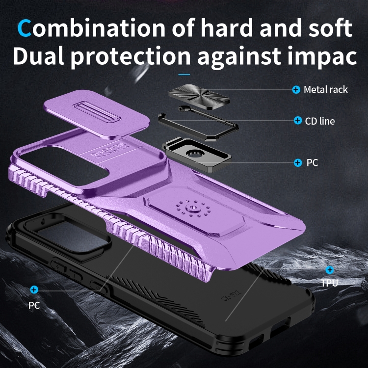 For Samsung Galaxy S22 5G Sliding Camshield Holder Phone Case(Purple) For Samsung Galaxy S22 5G Sliding Camshield Holder Phone Case(Purple)