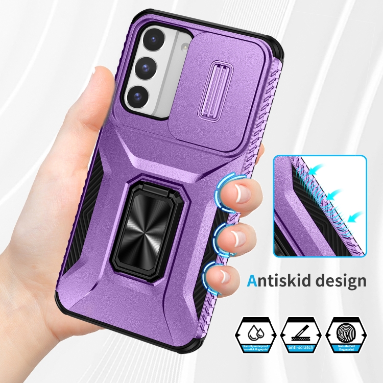 For Samsung Galaxy S22 5G Sliding Camshield Holder Phone Case(Purple) For Samsung Galaxy S22 5G Sliding Camshield Holder Phone Case(Purple)