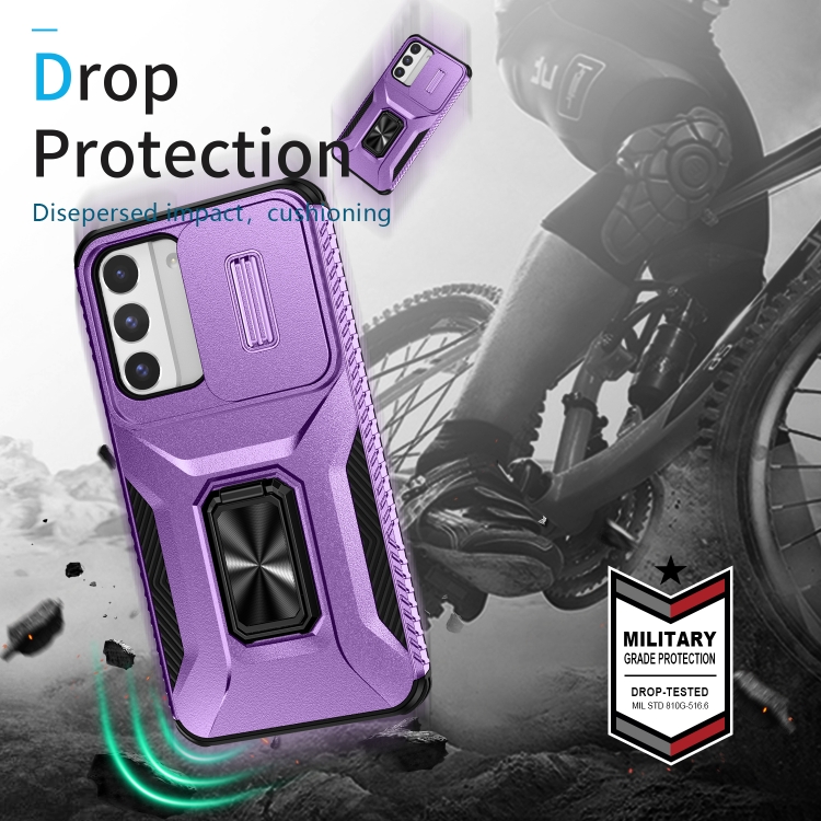 For Samsung Galaxy S22 5G Sliding Camshield Holder Phone Case(Purple) For Samsung Galaxy S22 5G Sliding Camshield Holder Phone Case(Purple)