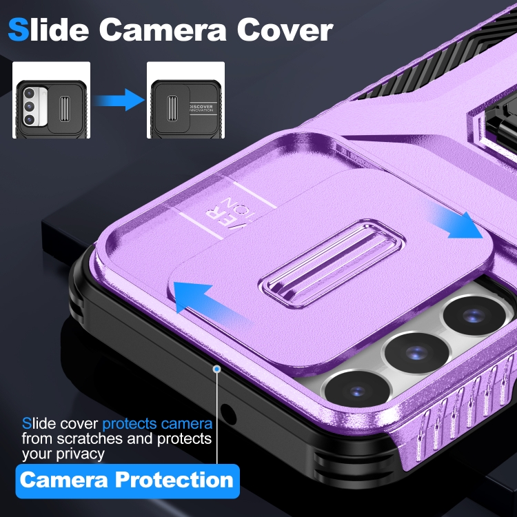 For Samsung Galaxy S22 5G Sliding Camshield Holder Phone Case(Purple) For Samsung Galaxy S22 5G Sliding Camshield Holder Phone Case(Purple)