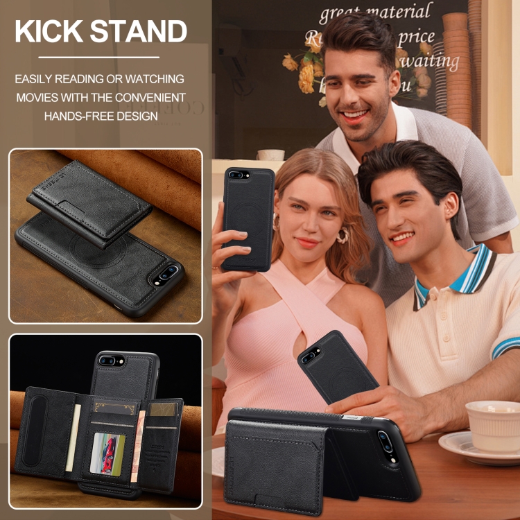 For iPhone SE 2022 / 2020 LC.IMEEKE L5 Series Detachable RFID Card Bag Magsafe Phone Case(Black)