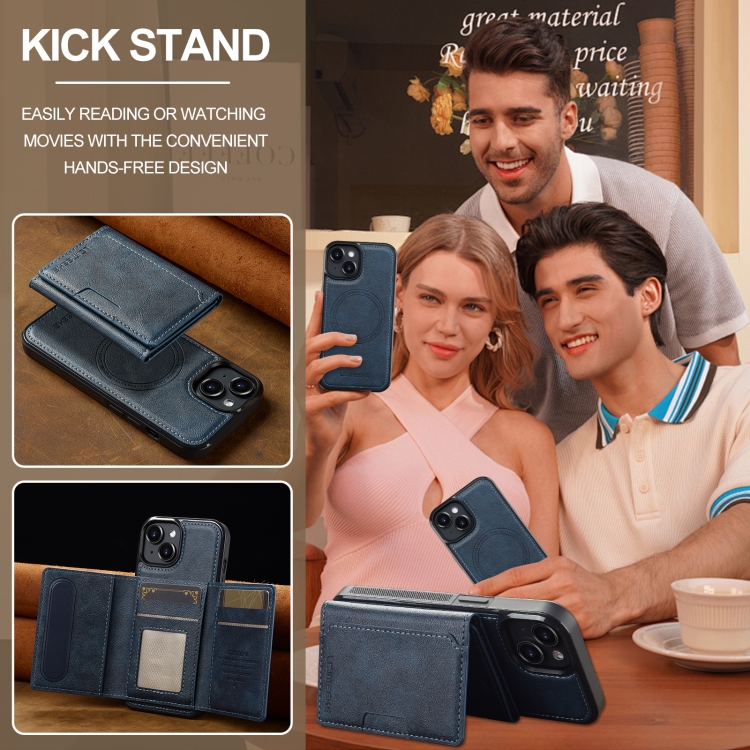 For iPhone 15 Plus / 14 Plus LC.IMEEKE L5 Series Detachable RFID Card Bag Magsafe Phone Case(Blue) For iPhone 15 Plus / 14 Plus LC.IMEEKE L5 Series Detachable RFID Card Bag Magsafe Phone Case(Blue)