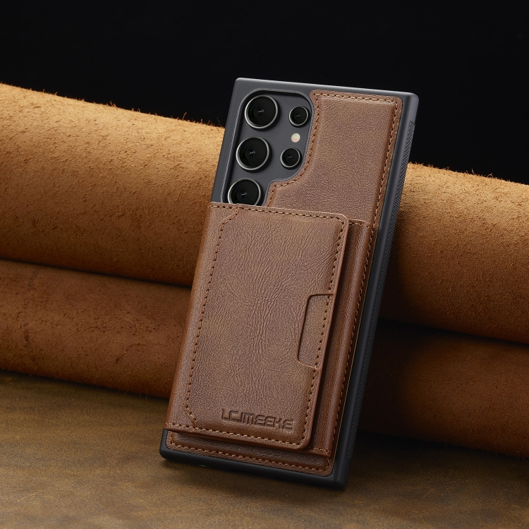 For Samsung Galaxy S23 Ultra 5G LC.IMEEKE L5 Series Detachable RFID Card Bag Magsafe Phone Case(Brown) For Samsung Galaxy S23 Ultra 5G LC.IMEEKE L5 Series Detachable RFID Card Bag Magsafe Phone Case(Brown)
