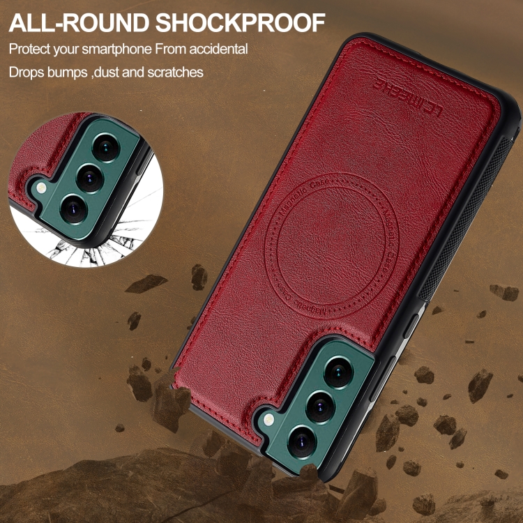 For Samsung Galaxy S21 5G LC.IMEEKE L5 Series Detachable RFID Card Bag Magsafe Phone Case(Red) For Samsung Galaxy S21 5G LC.IMEEKE L5 Series Detachable RFID Card Bag Magsafe Phone Case(Red)