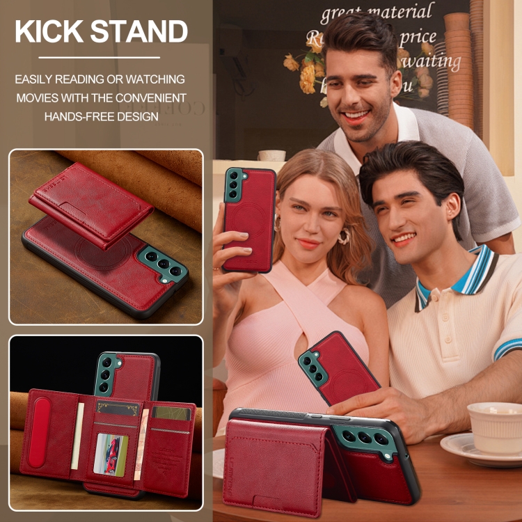 For Samsung Galaxy S21 5G LC.IMEEKE L5 Series Detachable RFID Card Bag Magsafe Phone Case(Red) For Samsung Galaxy S21 5G LC.IMEEKE L5 Series Detachable RFID Card Bag Magsafe Phone Case(Red)