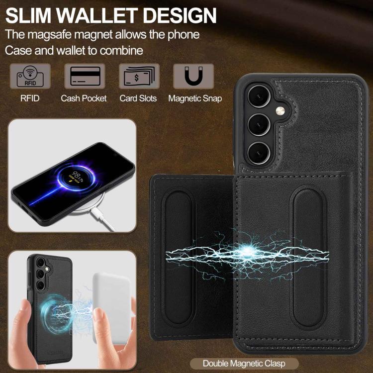 For Galaxy A18 5G/A18 4G LC.IMEEKE L5 Series Detachable RFID Card Bag Magsafe Phone Case(Black)