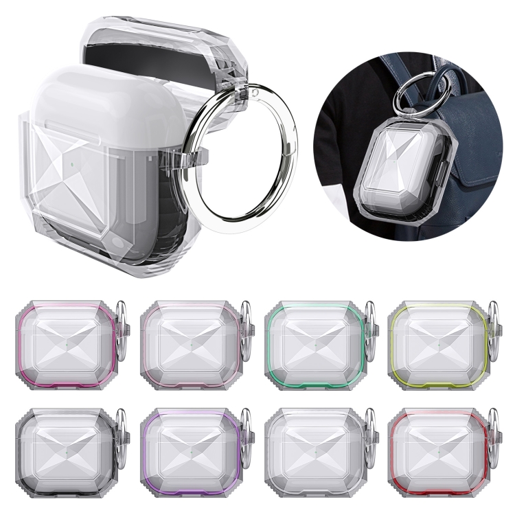 Transparent Two-color Anti-fall TPU Earphones Protective Case with Hook For AirPods 4(Red) Transparent Two-color Anti-fall TPU Earphones Protective Case with Hook For AirPods 4(Red)
