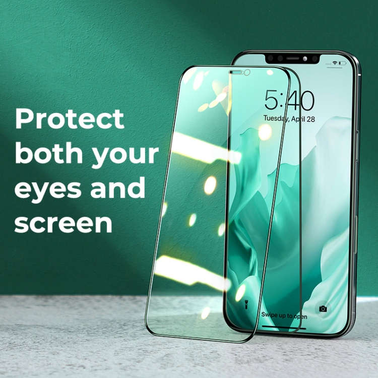 For iPhone 12 Pro Max JOYROOM JR-PF600 Knight Series 9H 2.5D Full Screen Eye Protection Green Light Tempered Film Glass Protective Film For iPhone 12 Pro Max JOYROOM JR-PF600 Knight Series 9H 2.5D Full Screen Eye Protection Green Light Tempered Film Glass Protective Film